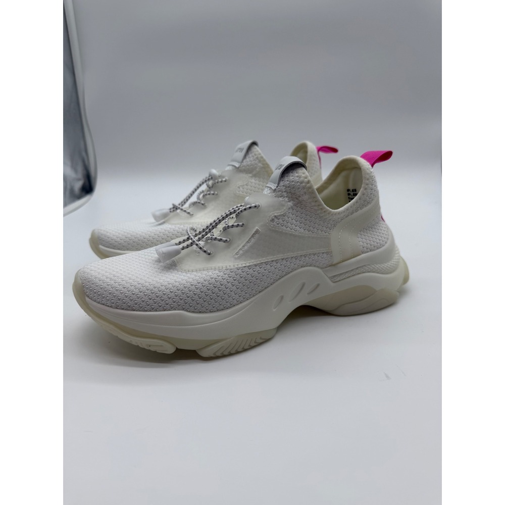 Steve Madden Myles White Knit Chunky Platform Sneakers NY90 Pink Tab 9.5M